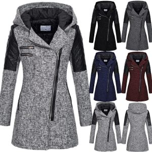 Manteau long femme à capuche style urbain élégant pour hiver et automne