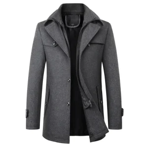 Giles – Manteau Homme en Mélangée à Double Col