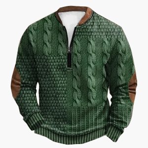 Pull décontracté à col zippé style tricot pour homme – Look moderne pour l’automne et l’hiver