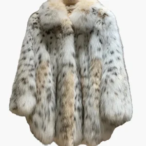 Manteau élégant style pelage à motifs tachetés pour femme – Luxe et chaleur pour l'hiver