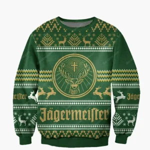 Pull de Noël homme style ugly sweater Jägermeister fête et cadeau original