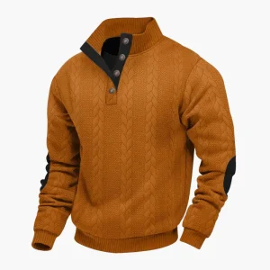 Pull à boutons col montant style torsadé pour homme, casual chic et confortable
