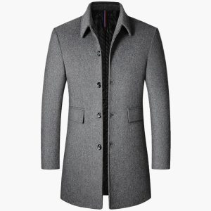 Manteau élégant homme style coréen mi-long, trench à revers pour look moderne et urbain