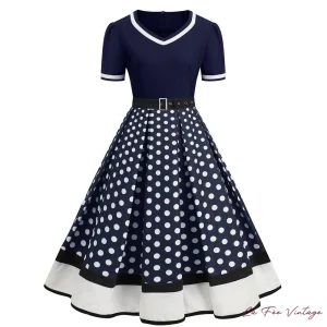 Robe Pin Up Blanche Et Bleue à manche