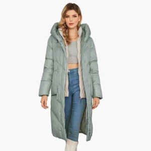 Manteau doudoune long femme style urbain élégant hiver