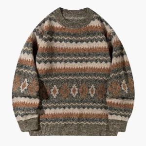 Pull décontracté homme à motif géométrique rétro – Style automne hiver tendance