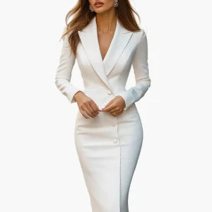 Robe blazer midi ajustée élégante pour femme - style business chic cérémonie