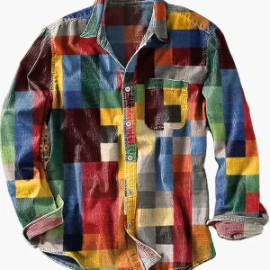 Chemise à carreaux vintage décontractée pour homme – style rétro polyvalent