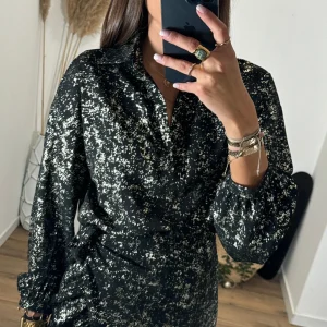BLOUSE NOIRE ET DOREE MARTY