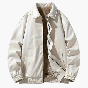 Blouson style bomber décontracté pour homme, coupe ample, fermeture zippée, col à revers