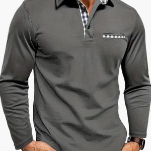 Polo Homme Élégant Manches Longues Style Moderne pour Affaires et Loisirs
