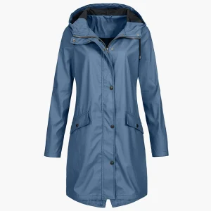 Imperméable coupe-vent long femme style urbain élégant pour la pluie