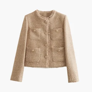 Veste tweed style classique chic pour femme - Élégance intemporelle et polyvalente