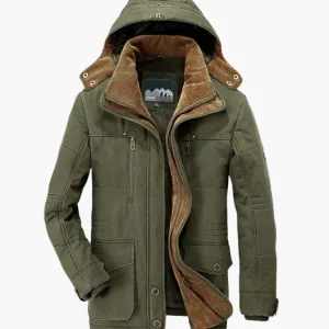 Veste d'hiver homme style randonnée imperméable avec capuche amovible et doublure polaire