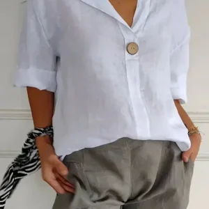 Anamae™ - Chemise à Manches Moyennes et Col en V