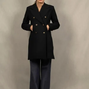 Manteau 3/4 Femme en Laine Bleu Marine - SOEUR