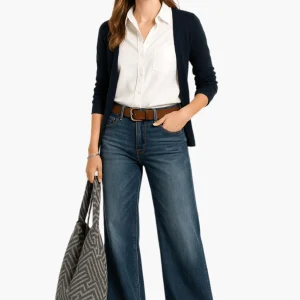 Jean Femme Large Taille Haute Style Casual Pour Tous Les Jours