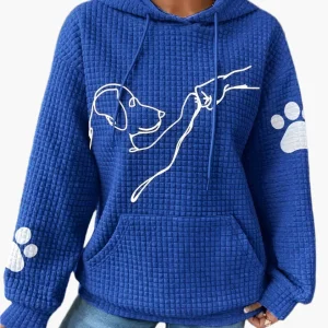 Sweat à Capuche Femme Motif Chien Amoureux des Animaux Style Décontracté