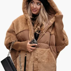 Veste d'hiver femme style urbain chic matelassée à capuche, idéale pour le froid