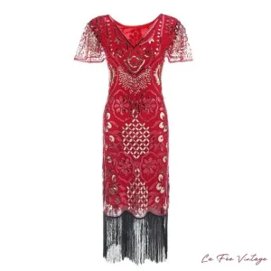 Robe Charleston Rouge à franges | Robe Grande Taille